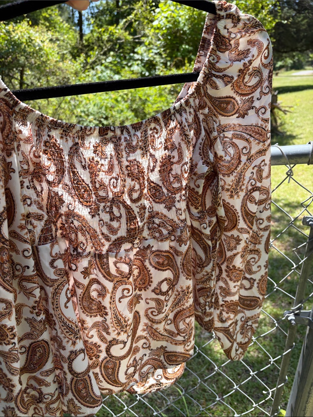 Rue21 Cream and Brown Paisley Peasant Blouse - Picture 6 of 8